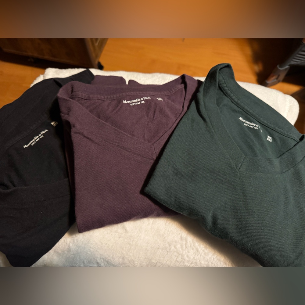 Abercrombie & Fitch men’s V neck t shirts  - Black, Purple, Green